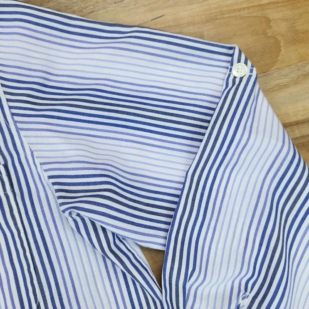 ☔️🔺️Alfred Dunner Pinstripe Embroider Daisy & Butterfly Button Top Size 8 - Picture 8 of 13